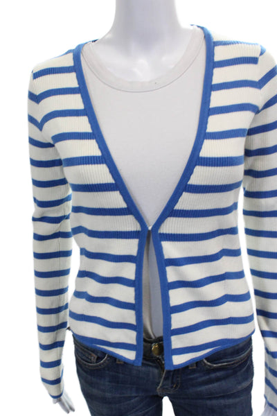Favorite Daughter Womens Blue Striped V Neck Cardigan Long Sleeve Size S