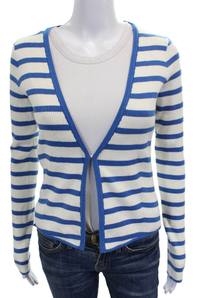 Favorite Daughter Womens Blue Striped V Neck Cardigan Long Sleeve Size S