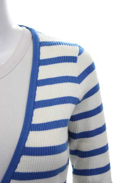 Favorite Daughter Womens Blue Striped V Neck Cardigan Long Sleeve Size S