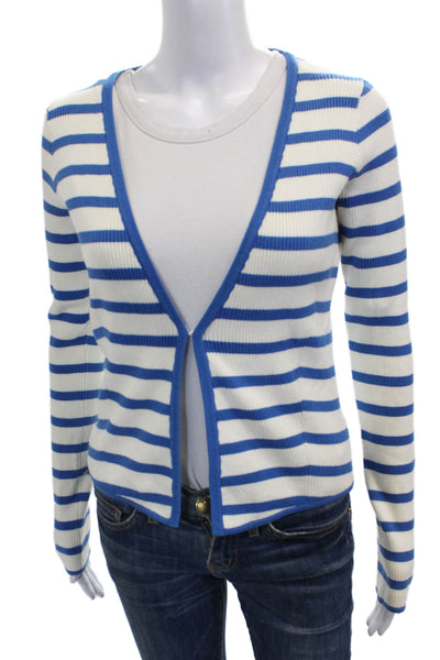 Favorite Daughter Womens Blue Striped V Neck Cardigan Long Sleeve Size S