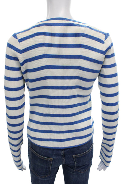 Favorite Daughter Womens Blue Striped V Neck Cardigan Long Sleeve Size S