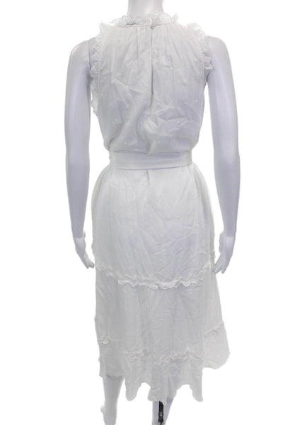 Me + Em Womens White Cotton Polka Dot Halter Sundress Button Knee Length Size 2