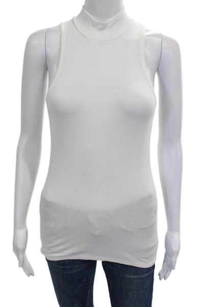 ATM Womens Micromodal Mock Neck Sleeveless Basic Tank White Size S
