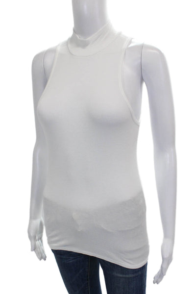 ATM Womens Micromodal Mock Neck Sleeveless Basic Tank White Size S