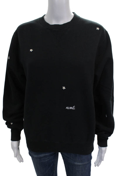 Aime Leon Dore Unisex Adults Pullover Black Cotton Crewneck Long Sleeve Size XS