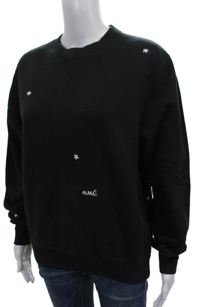 Aime Leon Dore Unisex Adults Pullover Black Cotton Crewneck Long Sleeve Size XS