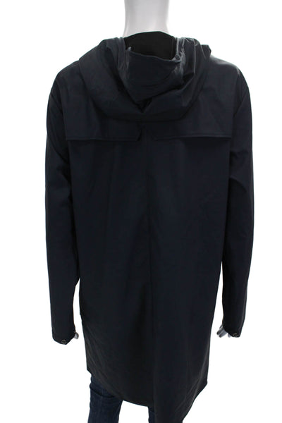 Rains Unisex Adults Rain Coat Blue Button Long Sleeve Size XS