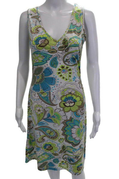 Etro Women Multicolor Paisley Sheath Dress V-Neck Sleeveless Knee Length Size S