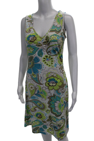 Etro Women Multicolor Paisley Sheath Dress V-Neck Sleeveless Knee Length Size S