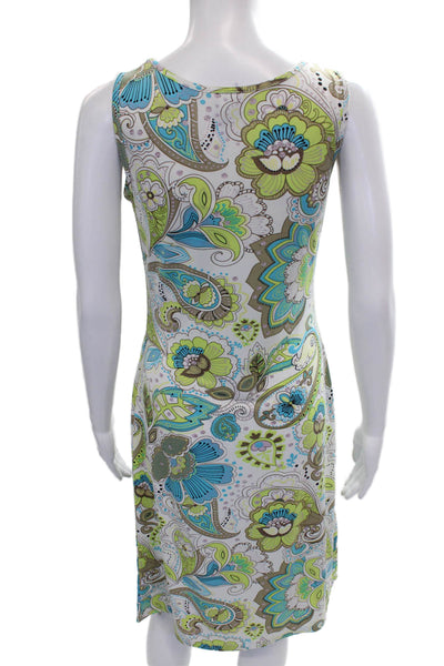 Etro Women Multicolor Paisley Sheath Dress V-Neck Sleeveless Knee Length Size S