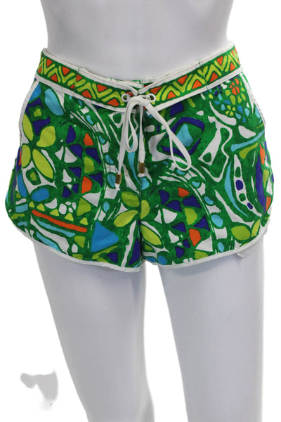 Trina Turk Women Shorts Green Geometric Polyester Size S