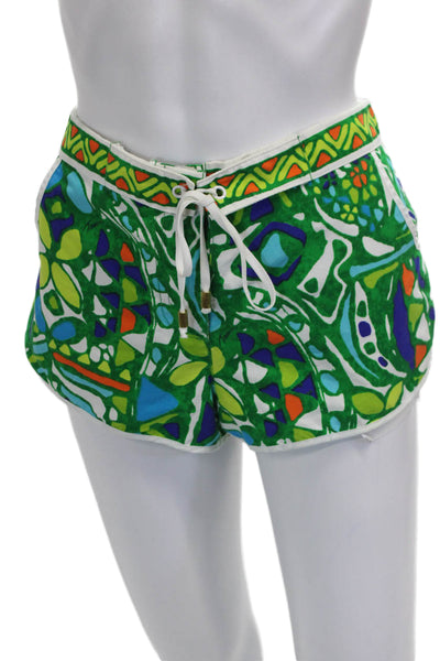 Trina Turk Women Shorts Green Geometric Polyester Size S