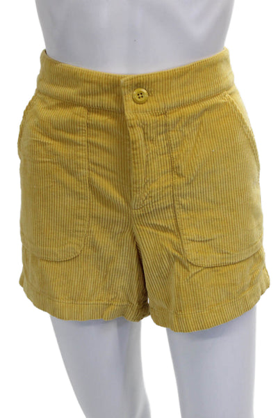 J Crew Women Yellow Cotton Shorts Button Size 4