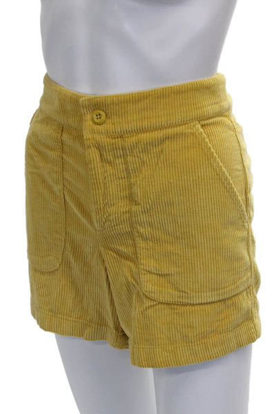 J Crew Women Yellow Cotton Shorts Button Size 4