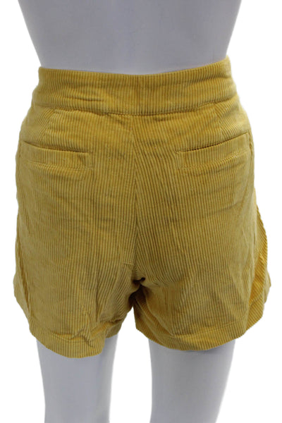 J Crew Women Yellow Cotton Shorts Button Size 4