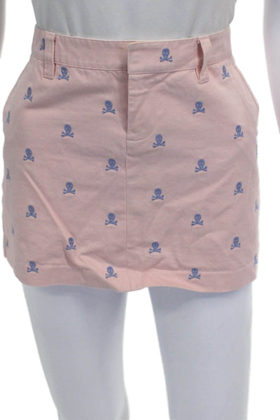 Ralph Lauren Rugby Womens Pink Geometric Skull Mini Skirt Cotton Size 4