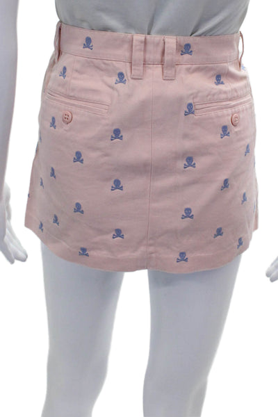 Ralph Lauren Rugby Womens Pink Geometric Skull Mini Skirt Cotton Size 4