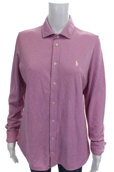 Polo Golf Ralph Lauren Womens Pink Cotton Collared Long Sleeve Polo Size L