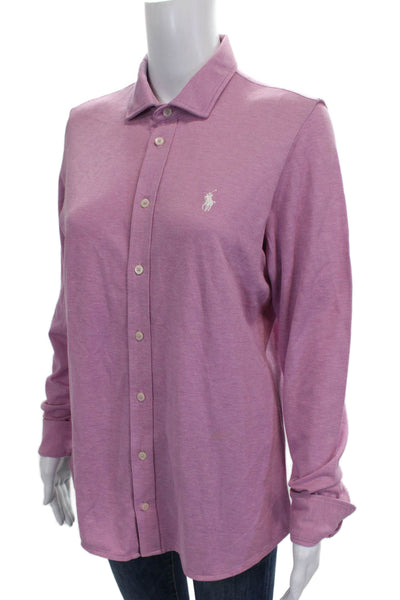 Polo Golf Ralph Lauren Womens Pink Cotton Collared Long Sleeve Polo Size L