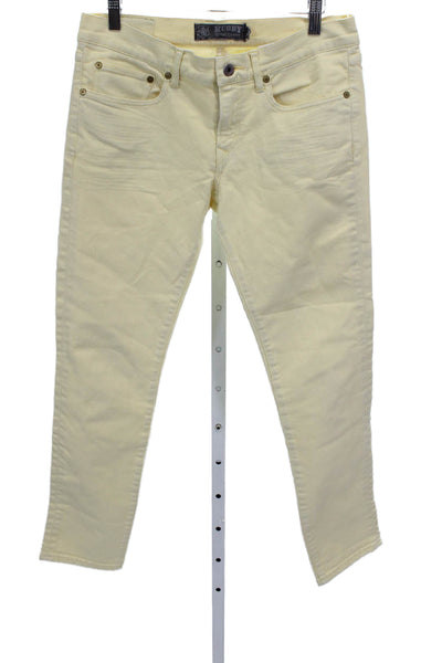 Ralph Lauren Rugby Womens Skinny Jeans Yellow Button High Rise Size 29