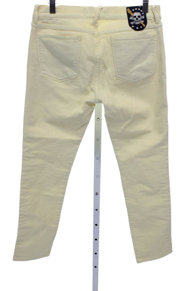 Ralph Lauren Rugby Womens Skinny Jeans Yellow Button High Rise Size 29