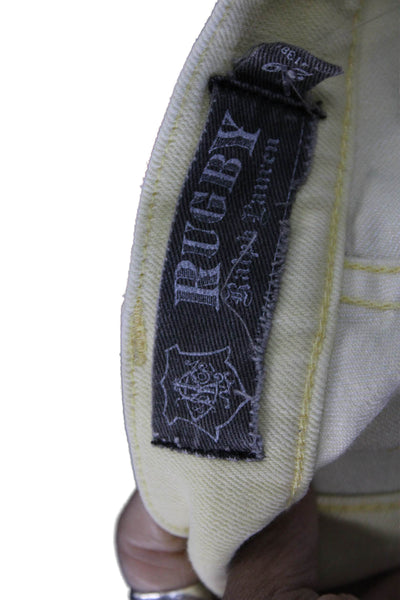 Ralph Lauren Rugby Womens Skinny Jeans Yellow Button High Rise Size 29