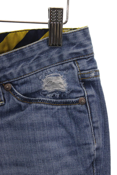 Ralph Lauren Rugby Womens Straight Blue High Rise Skull Jeans Size 28