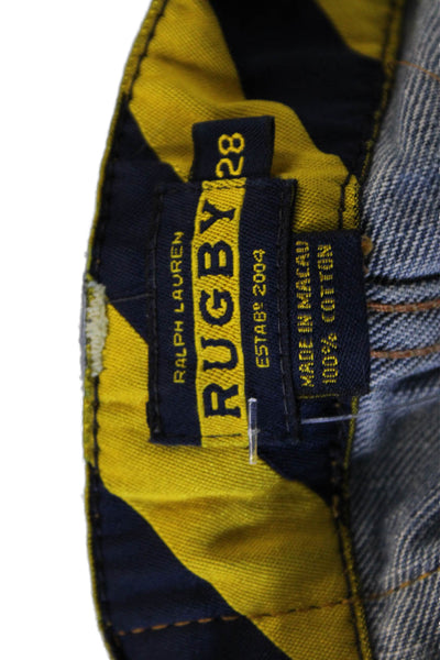 Ralph Lauren Rugby Womens Straight Blue High Rise Skull Jeans Size 28