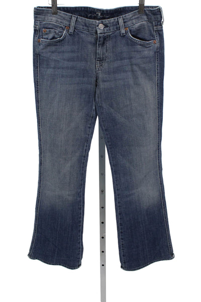 7 For All Mankind Womens Bootcut Blue Mid Rise Cotton Jeans Size 30