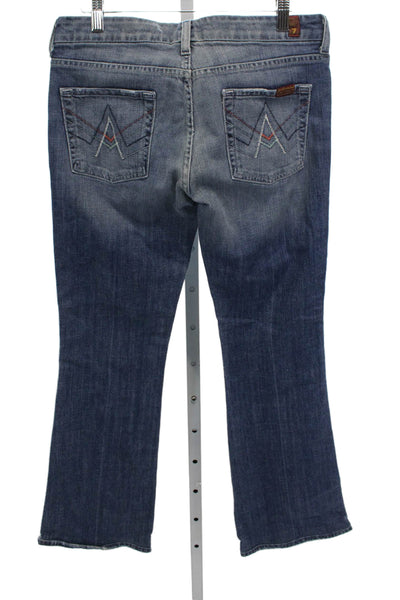 7 For All Mankind Womens Bootcut Blue Mid Rise Cotton Jeans Size 30