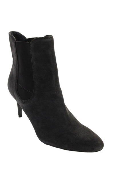 Lauren Ralph Lauren Womens Suede High Heels Ankle Boots Shoes Gray Size 9M