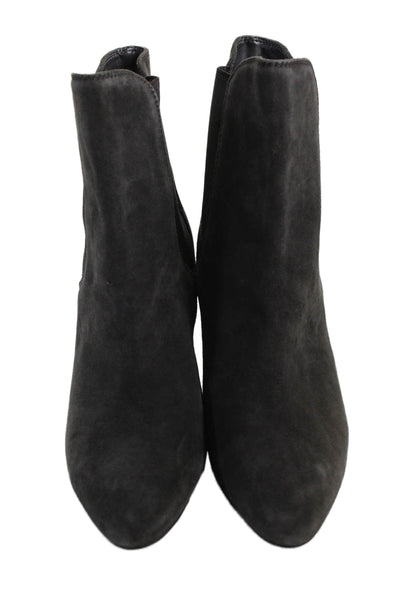 Lauren Ralph Lauren Womens Suede High Heels Ankle Boots Shoes Gray Size 9M