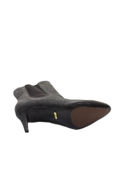 Lauren Ralph Lauren Womens Suede High Heels Ankle Boots Shoes Gray Size 9M