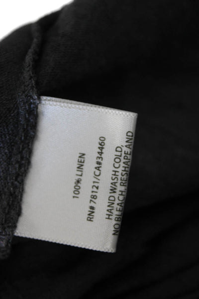 Eileen Fisher Womens Gray Linen Scoop Neck Short Sleeve Basic Blouse Size S