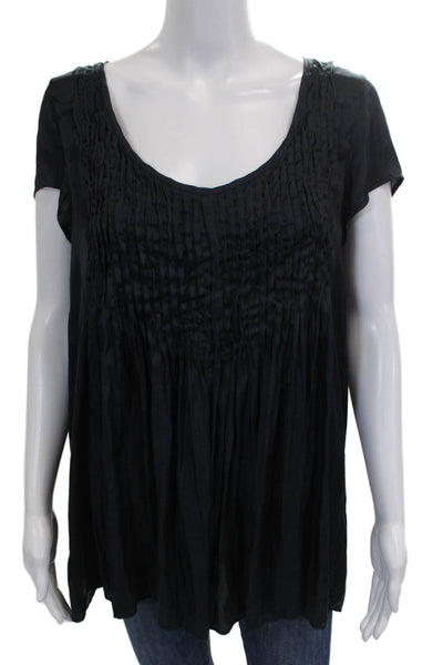 Calypso Saint Barth Women Tunic Blouse Black Scoop Neck Size S