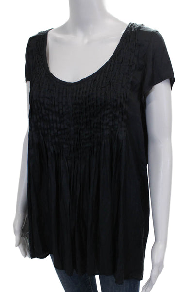 Calypso Saint Barth Women Tunic Blouse Black Scoop Neck Size S