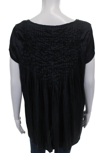 Calypso Saint Barth Women Tunic Blouse Black Scoop Neck Size S