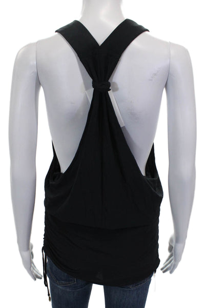 Luli Fama Womens V-Neck Sleeveless Tunic Tank Black Nylon Size M