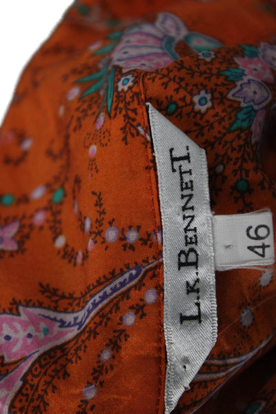 L.K. Bennett Womens Silk Floral Collared Button 3/4 Sleeve Blouse Size 46
