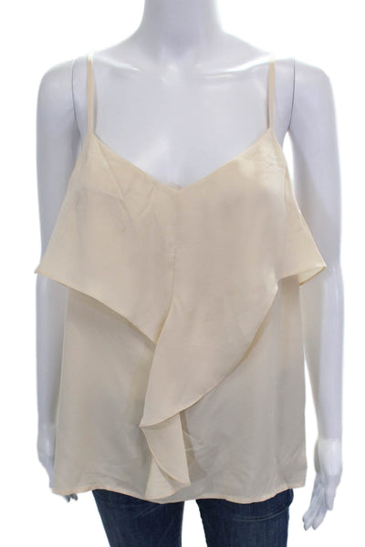 Theory Womens Silk Camisole V-Neck Sleeveless Beige Size L