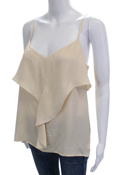 Theory Womens Silk Camisole V-Neck Sleeveless Beige Size L