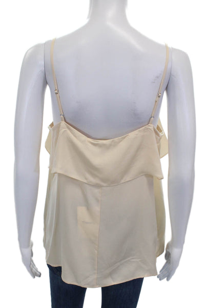 Theory Womens Silk Camisole V-Neck Sleeveless Beige Size L