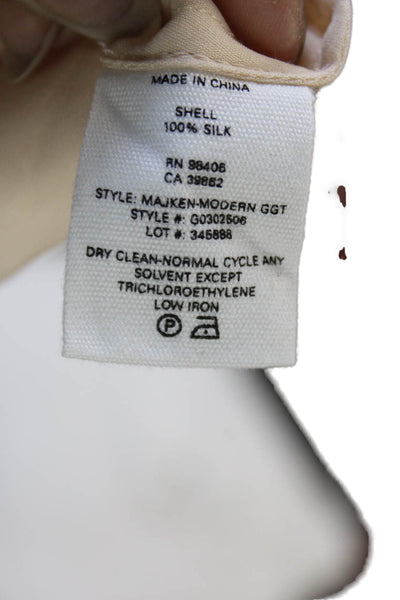 Theory Womens Silk Camisole V-Neck Sleeveless Beige Size L