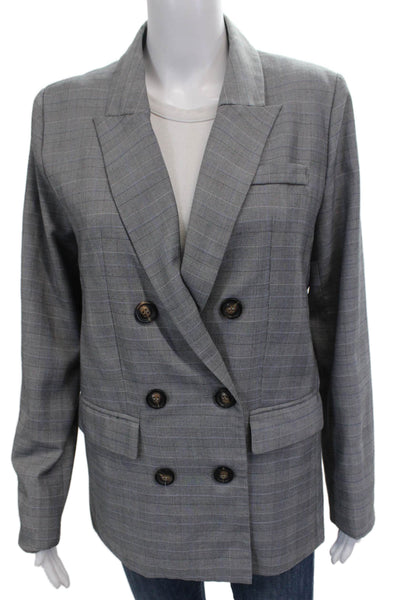 Walter Baker Women Blazer Gray Plaid Button Polyester Long Sleeve Size S