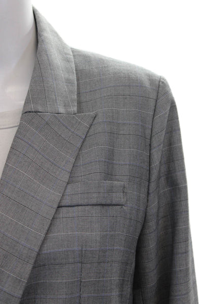 Walter Baker Women Blazer Gray Plaid Button Polyester Long Sleeve Size S