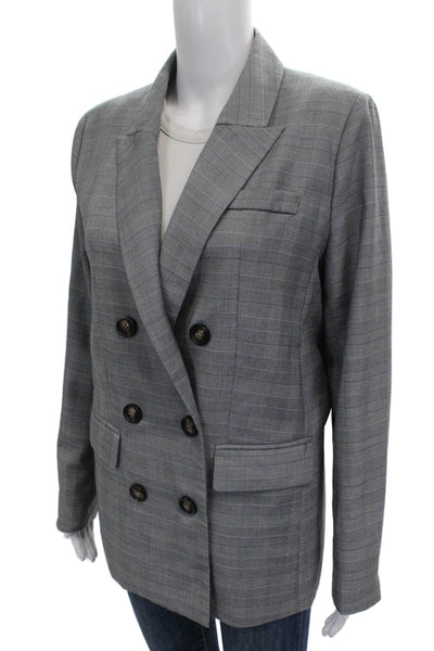 Walter Baker Women Blazer Gray Plaid Button Polyester Long Sleeve Size S