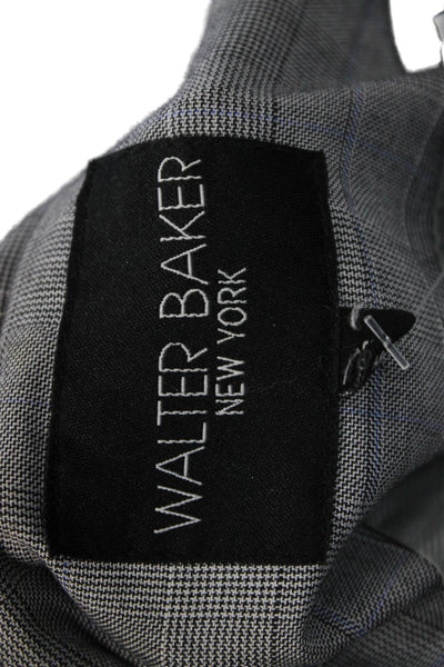 Walter Baker Women Blazer Gray Plaid Button Polyester Long Sleeve Size S