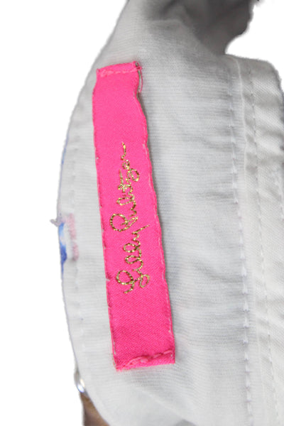 Lily Pulitzer Women Chino Shorts Blue Floral Cotton Button Size 8