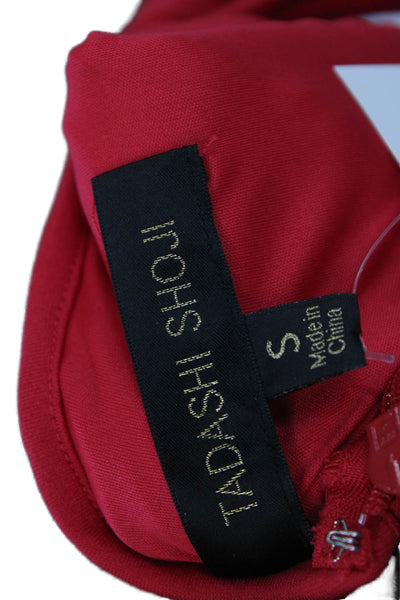 Tadashi Shoji Women Sheath Dress Red Boat Neck Sleeveless Zip Knee Size S