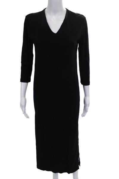 Lauren Ralph Lauren Womens Maxi Dress Black VNeck 3/4 Slv Size PM